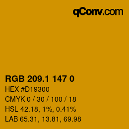 カラーコード: RGB 209.1 147 0 | qconv.com