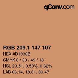 カラーコード: RGB 209.1 147 107 | qconv.com
