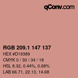 カラーコード: RGB 209.1 147 137 | qconv.com