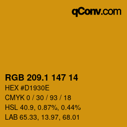 カラーコード: RGB 209.1 147 14 | qconv.com