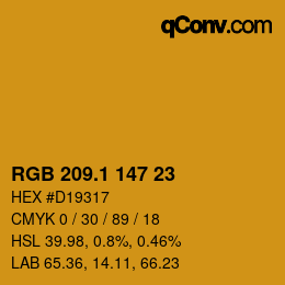カラーコード: RGB 209.1 147 23 | qconv.com