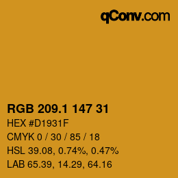 カラーコード: RGB 209.1 147 31 | qconv.com