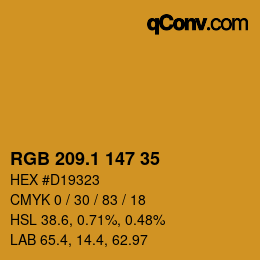 カラーコード: RGB 209.1 147 35 | qconv.com