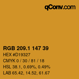 カラーコード: RGB 209.1 147 39 | qconv.com