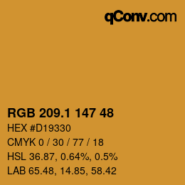 カラーコード: RGB 209.1 147 48 | qconv.com
