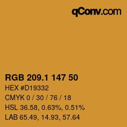 カラーコード: RGB 209.1 147 50 | qconv.com