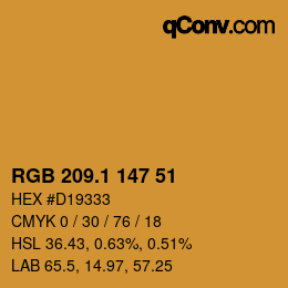カラーコード: RGB 209.1 147 51 | qconv.com
