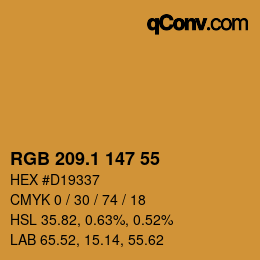 カラーコード: RGB 209.1 147 55 | qconv.com