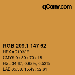 カラーコード: RGB 209.1 147 62 | qconv.com