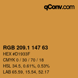 カラーコード: RGB 209.1 147 63 | qconv.com