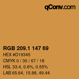 カラーコード: RGB 209.1 147 69 | qconv.com