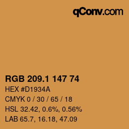カラーコード: RGB 209.1 147 74 | qconv.com