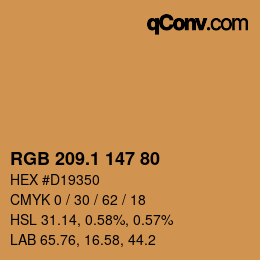 カラーコード: RGB 209.1 147 80 | qconv.com
