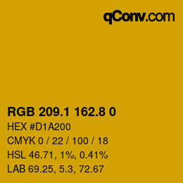 カラーコード: RGB 209.1 162.8 0 | qconv.com