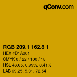 カラーコード: RGB 209.1 162.8 1 | qconv.com