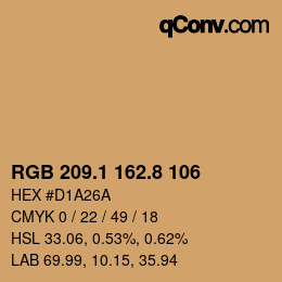 カラーコード: RGB 209.1 162.8 106 | qconv.com