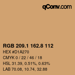 カラーコード: RGB 209.1 162.8 112 | qconv.com