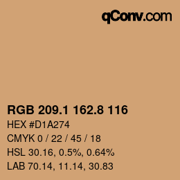 Código de color: RGB 209.1 162.8 116 | qconv.com