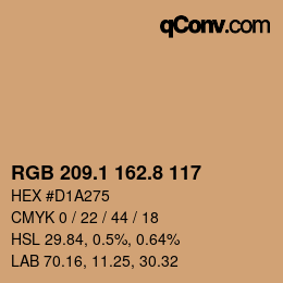 Color code: RGB 209.1 162.8 117 | qconv.com