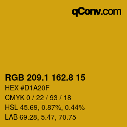 カラーコード: RGB 209.1 162.8 15 | qconv.com