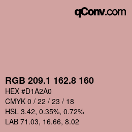 カラーコード: RGB 209.1 162.8 160 | qconv.com