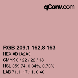 カラーコード: RGB 209.1 162.8 163 | qconv.com