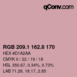 Color code: RGB 209.1 162.8 170 | qconv.com