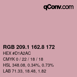 カラーコード: RGB 209.1 162.8 172 | qconv.com