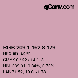 カラーコード: RGB 209.1 162.8 179 | qconv.com
