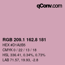 Code couleur: RGB 209.1 162.8 181 | qconv.com