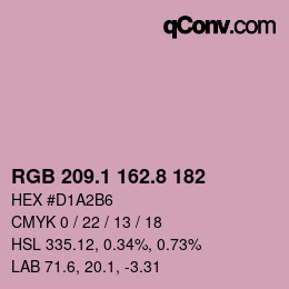 カラーコード: RGB 209.1 162.8 182 | qconv.com