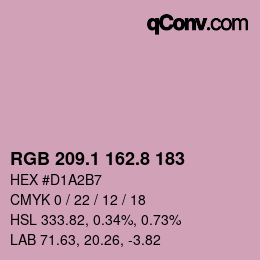カラーコード: RGB 209.1 162.8 183 | qconv.com