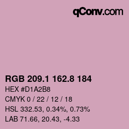 カラーコード: RGB 209.1 162.8 184 | qconv.com