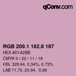 カラーコード: RGB 209.1 162.8 187 | qconv.com