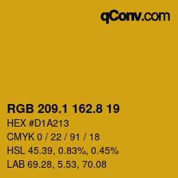 カラーコード: RGB 209.1 162.8 19 | qconv.com