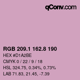 カラーコード: RGB 209.1 162.8 190 | qconv.com