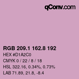 カラーコード: RGB 209.1 162.8 192 | qconv.com