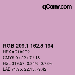 カラーコード: RGB 209.1 162.8 194 | qconv.com
