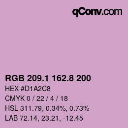 カラーコード: RGB 209.1 162.8 200 | qconv.com