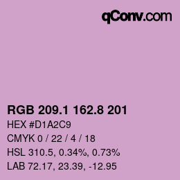 カラーコード: RGB 209.1 162.8 201 | qconv.com