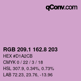 カラーコード: RGB 209.1 162.8 203 | qconv.com