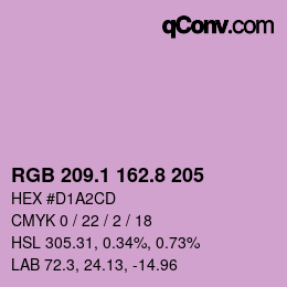 カラーコード: RGB 209.1 162.8 205 | qconv.com