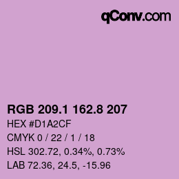 カラーコード: RGB 209.1 162.8 207 | qconv.com