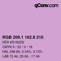 カラーコード: RGB 209.1 162.8 210 | qconv.com