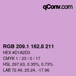 カラーコード: RGB 209.1 162.8 211 | qconv.com