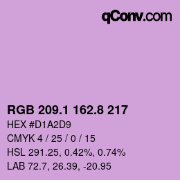 カラーコード: RGB 209.1 162.8 217 | qconv.com