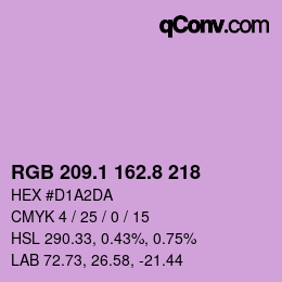 カラーコード: RGB 209.1 162.8 218 | qconv.com