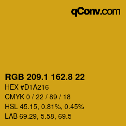 カラーコード: RGB 209.1 162.8 22 | qconv.com