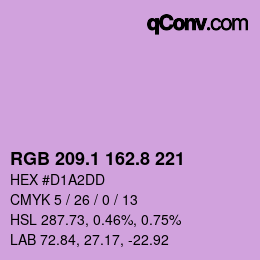 カラーコード: RGB 209.1 162.8 221 | qconv.com