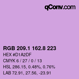 カラーコード: RGB 209.1 162.8 223 | qconv.com